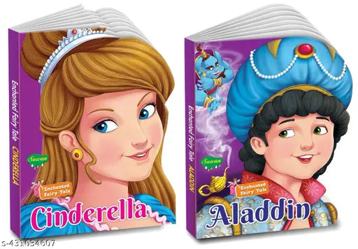 Die Cut Enchanted Fairy Tale Aladdin and Cindrella book for kids : Board books for kids  Storytelling books for kids  storybooks for kids - set of 2 die cut board books for kids (Hardcover).