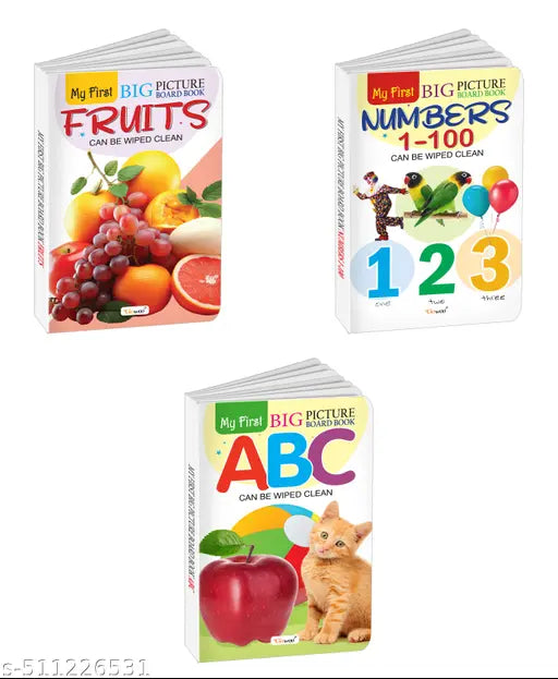 My First Big Picture Board Book ABC  Numbers 1-100 and Fruits : Kids educational board books  Toddler picture books  Early literacy board books - Pack of 3 board books