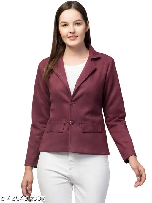 AVYOLA Women Linen Solid Blazers & Coats  Long Sleeves Blazers