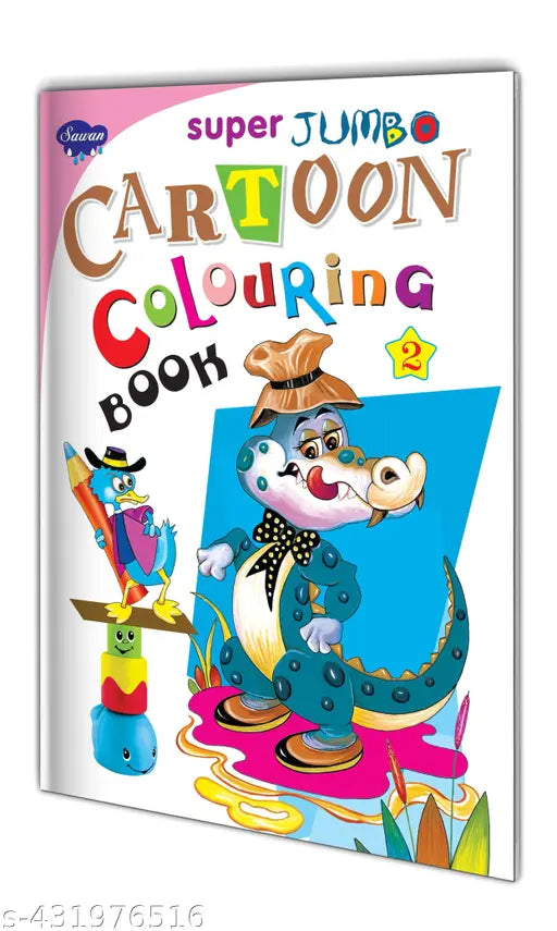 Super Jumbo Cartoon Colouring Book-2 for kids : Cartoon coloring book  Educational Coloring Book for Kids  Children colouring book.