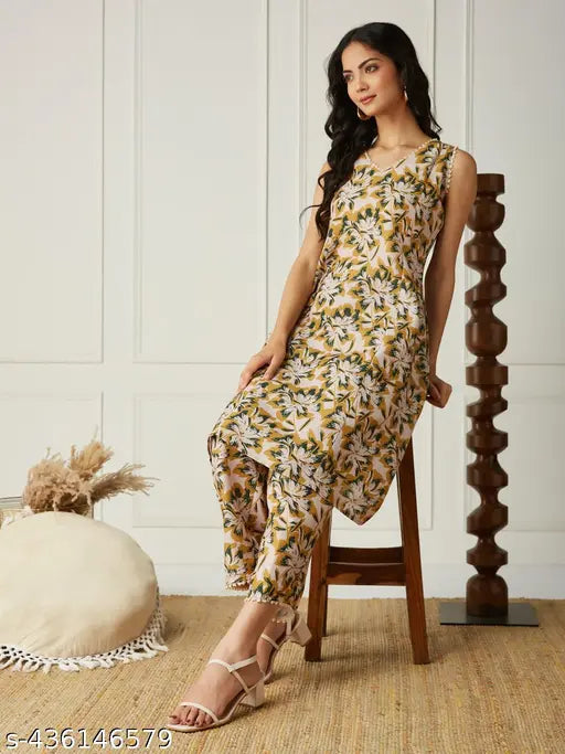 Women's Poly Blend  Floral Printed  Co-Ord Set