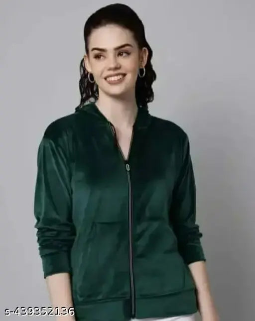 Dee-Nayra Solid Full Sleeves Soft and Plain Casual Jackets For Women Velvet jacket