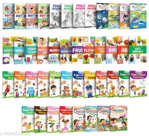 My First All in one Learning Activity Series : Fun and Engaging Books for Kids – Dot to Dot  Pencil Shading  Writing  Coloring  and More  Children learning book  Kids activity books - Pack of 44 books