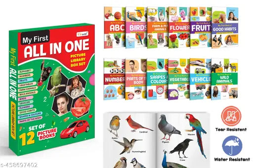 My First All in One Picture Library Box (Green Edition) : Kids first little library  book for kids  Early learning books  Picture book collection  Box Set Of 12 Books