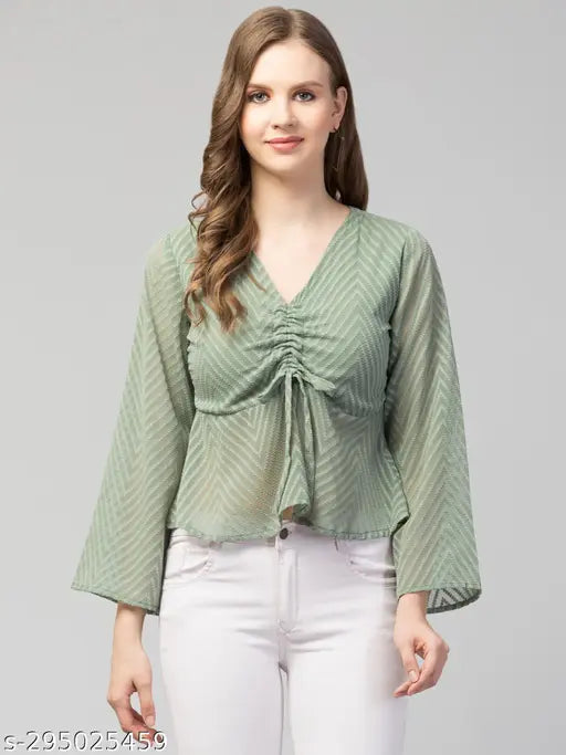 Elegant Chiffon Drawstring Top