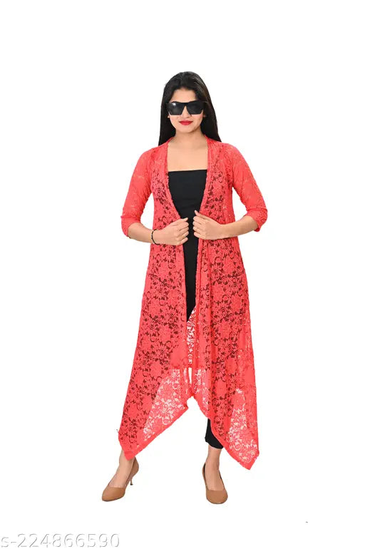 Woman Long Net Shrug