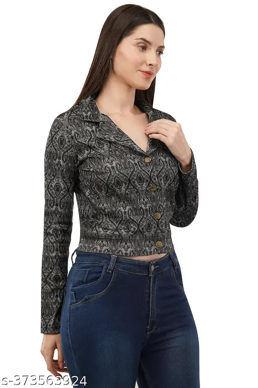 Women Textured Jacquard  Tailored Jacket