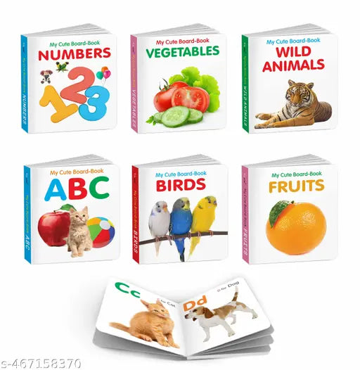 My First Board Book All In One Learning Book For Children - Pocket books for children  Toddler learning books  Educational picture books - Pack of 6 books