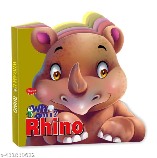 Rhinoceros 'Who Am I' Die-Cut Shape Board-Book : Kids die cut board book  Board book for kids  Educational learning book.