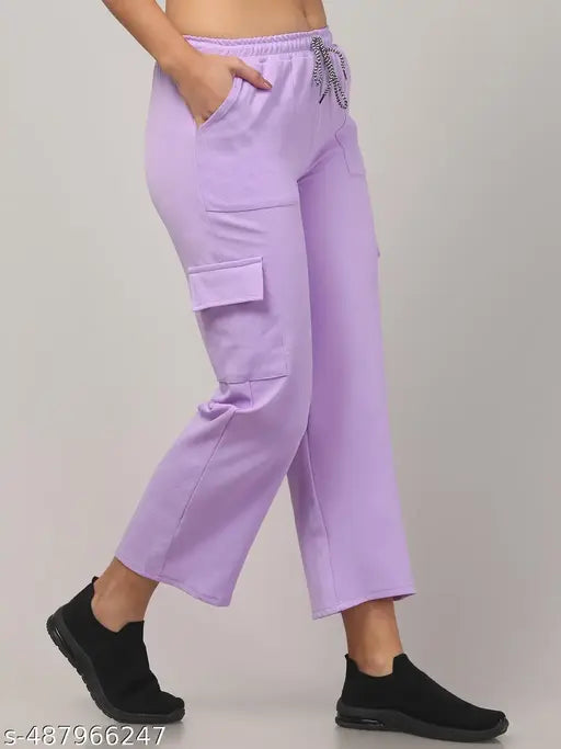 Women solid cargos stylish jogers cargo pants