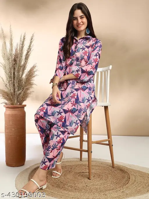 Women's Digital Print Kurta with Pant Co-ords Set