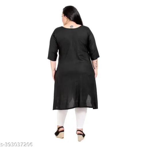Sleek Black Rayon Plus Size Kurti by FAZZN