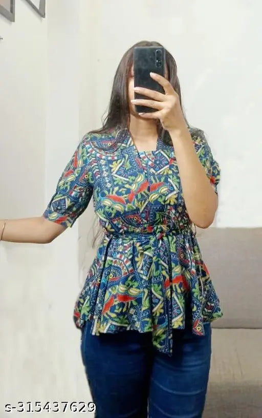 WOMENS  PRINTED RAYON TOP