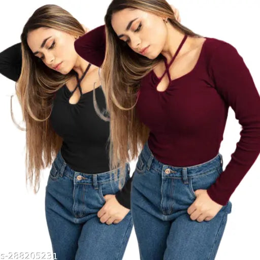 Combo Key Hole Full Sleeve Top New Stylish