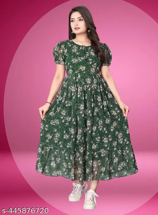 Trendy Latest Maxi Printed Women Dress