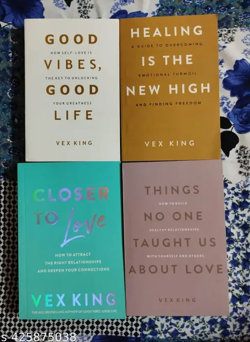 Best Collection Of 4 Books Set By Vex King :- G00d Vibes  Good Life + Healing Is The New High + Closer To Love + Things No One Tought Us About Love (English  Paperback  Vex King)