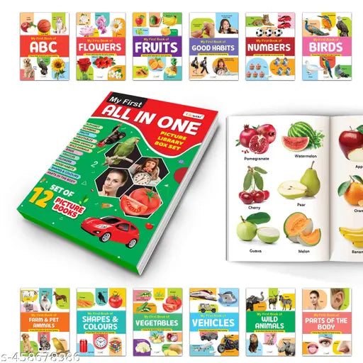 Essential Book Of All In One Box Set (Green Edition) : My First All in One Picture Library Box  Educational picture books for toddlers  Collection of 12 books
