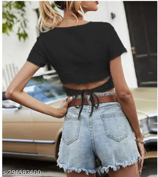 New Round Neck Back String  Top Soft And Comfortable