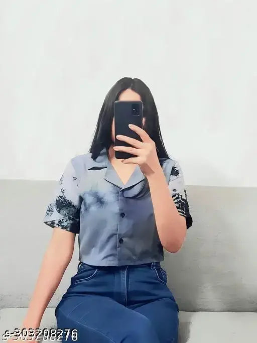 Women Stylish Tie & Dye Crop Shirt / Stylish Half Sleeve Crop top for Women