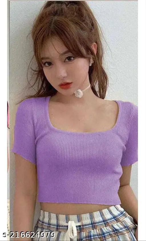 Stylish Deep Neck Short Top
