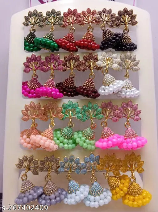 Oxidised earrings 12 pair combo offers