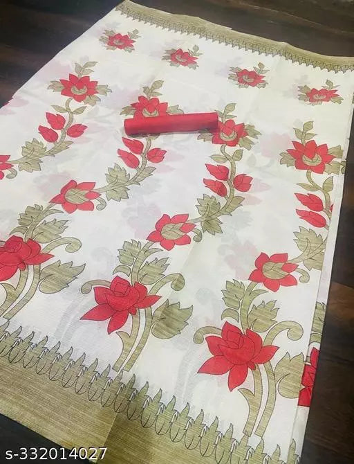 LIGHT WEIGHT FLORAL PRINTED KHADI SILK BLENDED SAREE