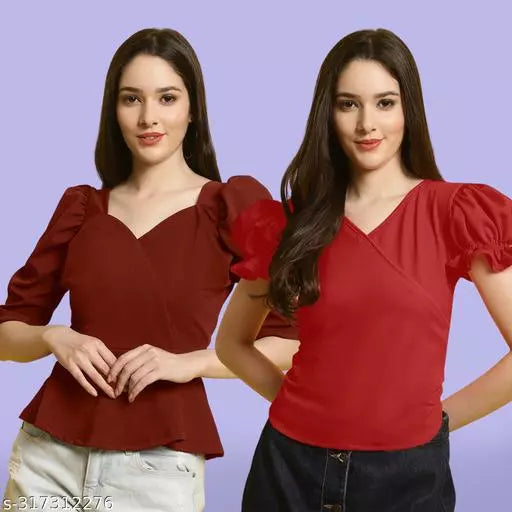 Clasic Casual Fashion Forward Women's Top - Pack of 2
