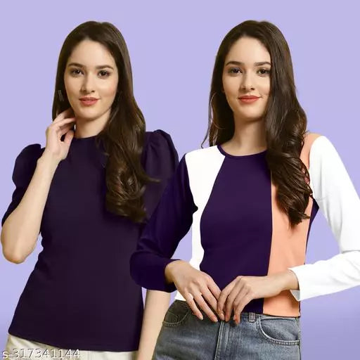 Clasic Casual Fashion Forward Women's Top - Pack of 2