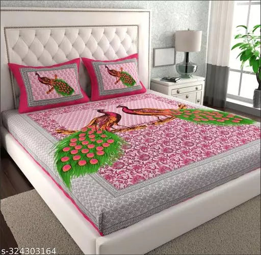 Jaipuri Pure Cotton Double Queen Bedsheet With 2 Pillow Covers