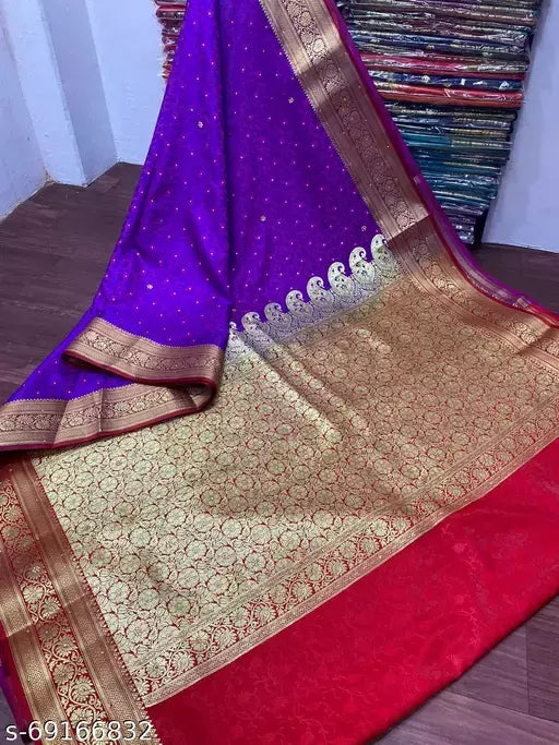 Banarasi Handloom Satin Tanchui Saree With Stone Work