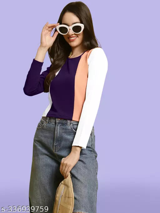Casual Regular Sleeves Color Block Women Multicolor Top (Women Top | Women Tops | Top | Tops)