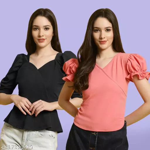 Clasic Casual Fashion Forward Women's Top - Pack of 2