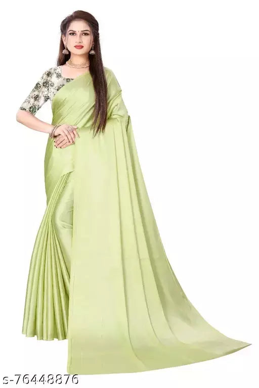 SARTIN SAREE WITH DIGITAL BLOUSE (UNSTITCHED)