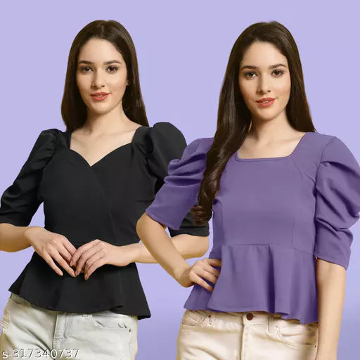 Clasic Casual Fashion Forward Women's Top - Pack of 2