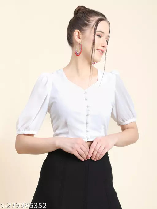 Puff Sleeves Women Crop Top Women Crop Top Western Wear Crop Top Trendy Top For Women