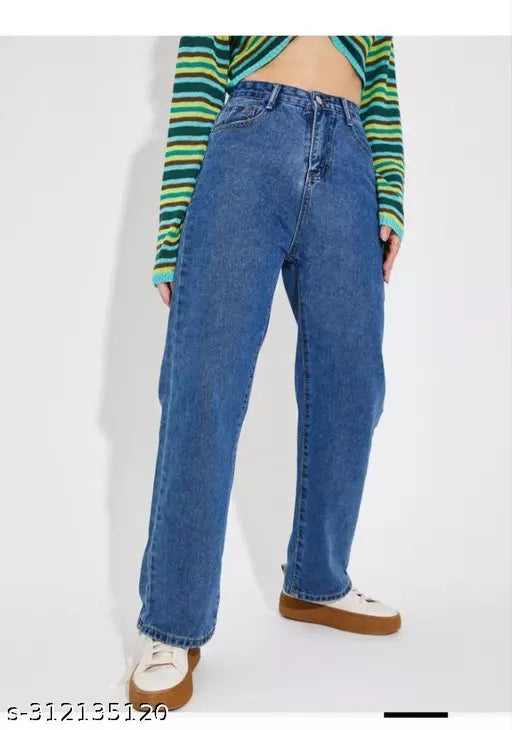 SAANU'S FASHION - STYLISH WIDE LEG DENIM JEANS FOR GIRLS & WOMEN