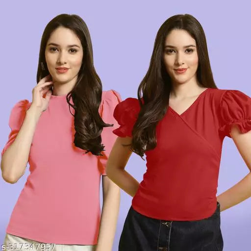 Clasic Casual Fashion Forward Women's Top - Pack of 2