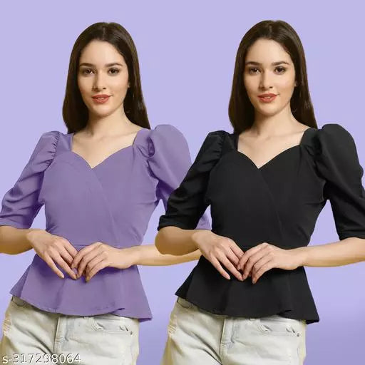 Clasic Casual Fashion Forward Women's Top - Pack of 2