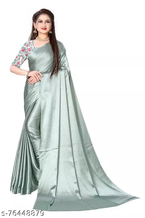 SARTIN SAREE WITH DIGITAL BLOUSE (UNSTITCHED)