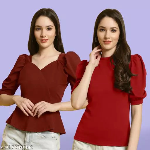 Clasic Casual Fashion Forward Women's Top - Pack of 2