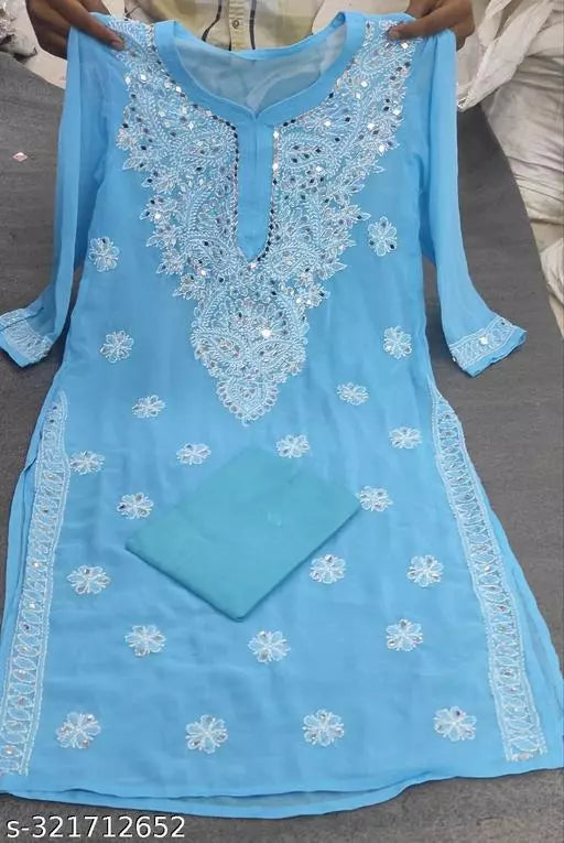 MIRROR CHIKANKARI KURTI WITH INNER