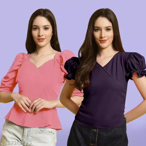 Clasic Casual Fashion Forward Women's Tops - Pack of 2