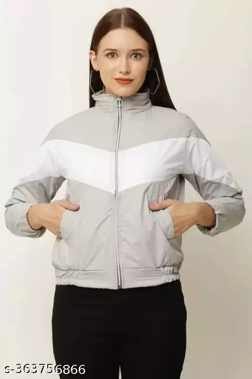 Womens striped sleeve bomber jacket