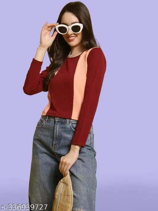 Casual Regular Sleeves Color Block Women Multicolor Top (Women Top | Women Tops | Top | Tops)