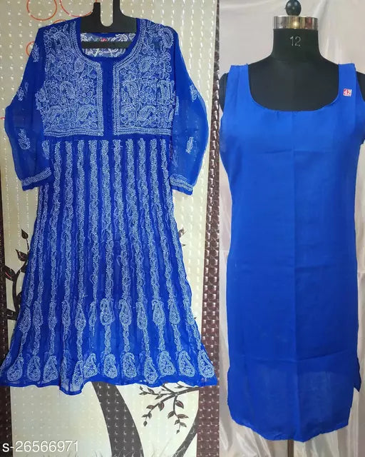 Handwork Chikankari Chiffon boota jaal with inner.