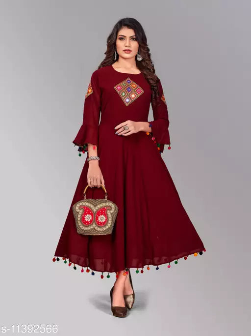 Women's Embroidered Georgette Anarkali Kurti