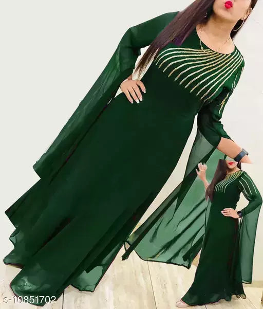 Women Georgette Anarkali Embellished Kurti