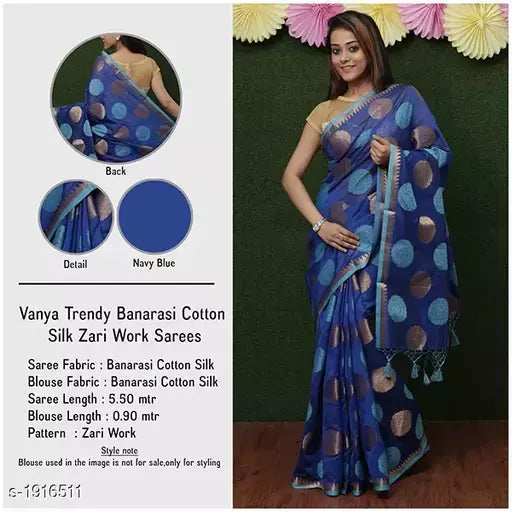 Stylish Banarasi Cotton Silk Zari Work Saree