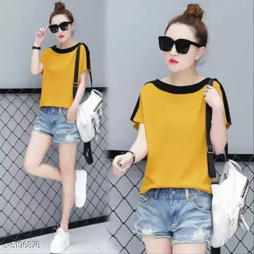 Women Mustard Solid Top