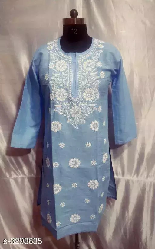 Women's Chikankari Jute Cotton Kurti